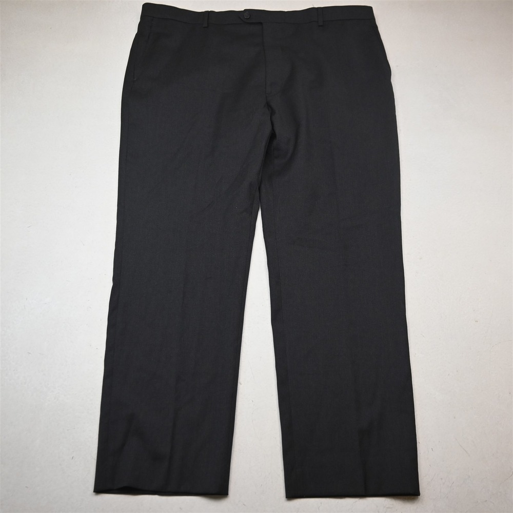 Kenneth Cole 42x30 Gray Stretch Wool Awearness Flat Front Straight Dress Pants